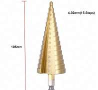 Сверло конусное, ступенчатое ф 4-32 мм